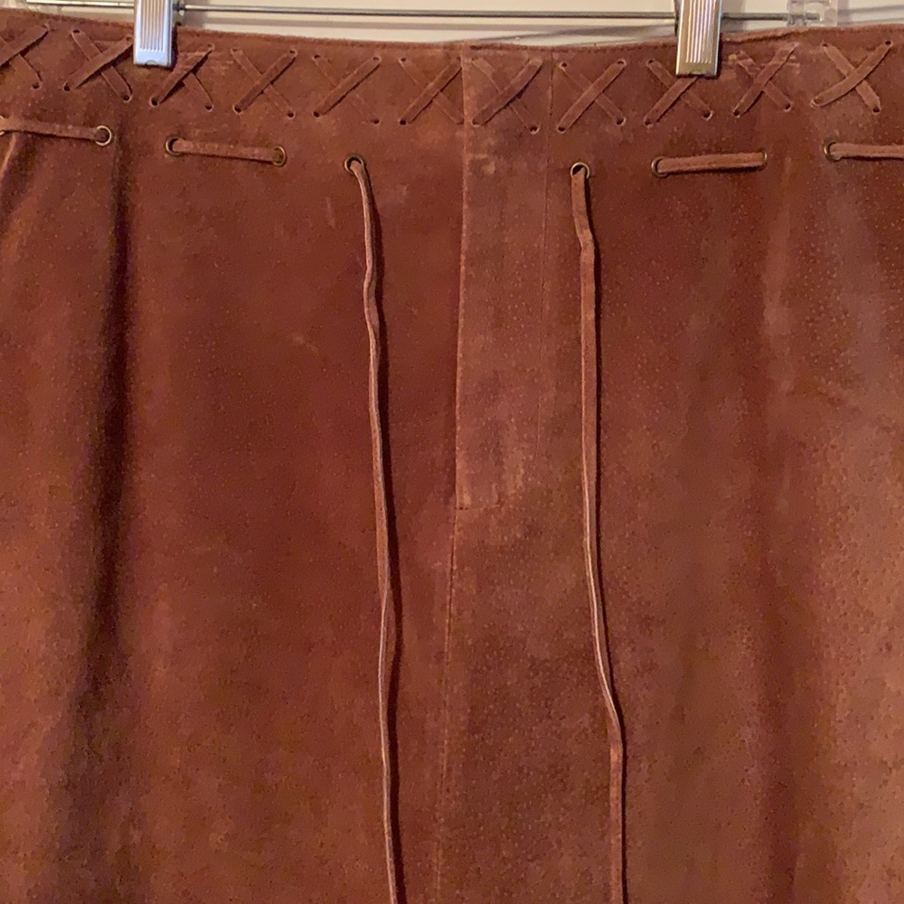 NWT Brown Leather Suede Skirt Size 10 - Picture 2 of 4